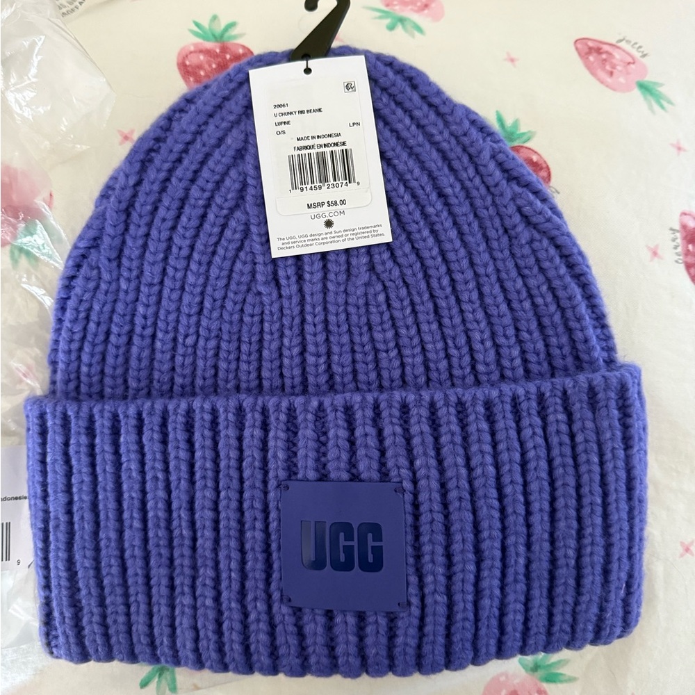 Ugg chunky knit rib beanie NWT in lupine NWT - Picture 3 of 10